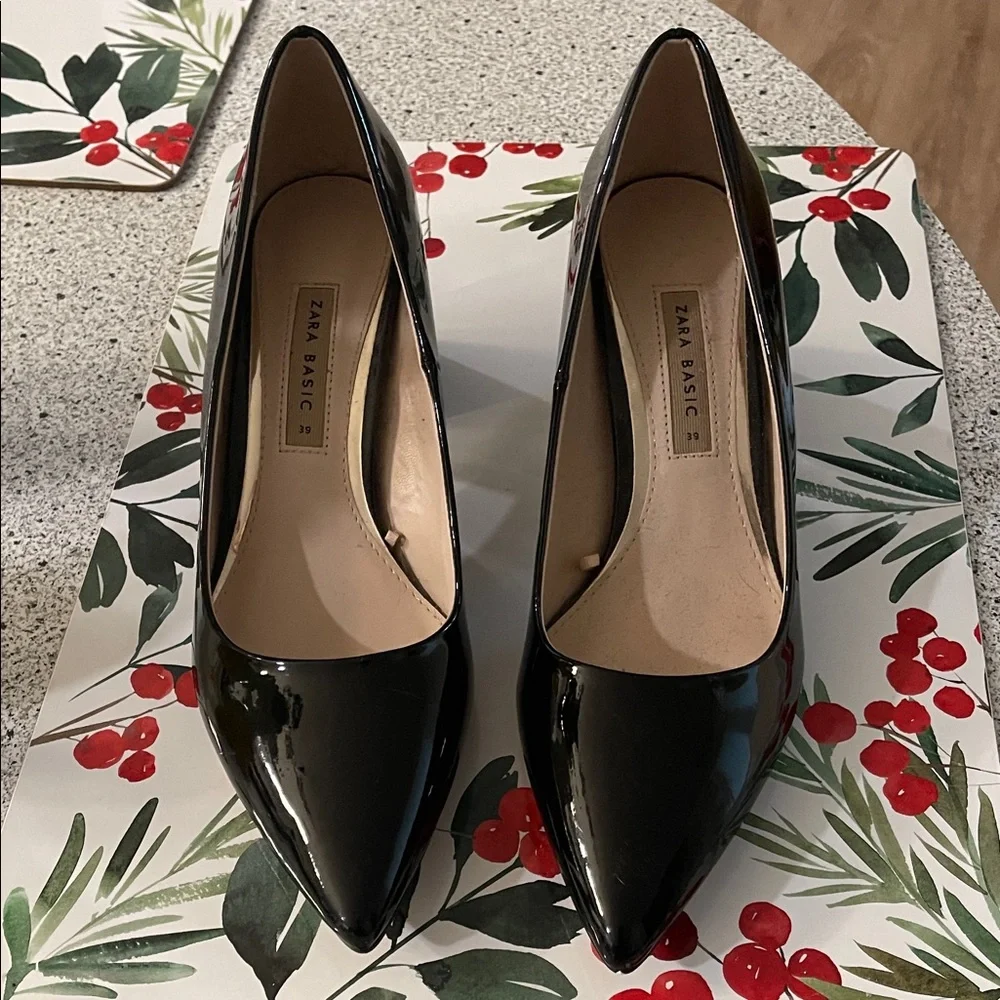 Zara Glossy Black Women's Heels